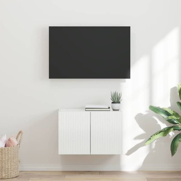 TV стенен шкаф Лъскаво бяло 59,5 x 31 x 40 см Инженерно дърво