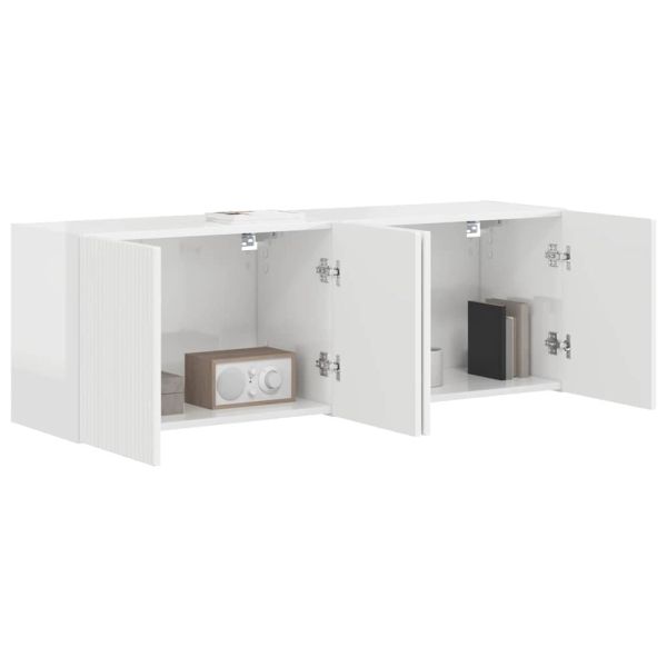 TV стенен шкаф 2 pcs Лъскаво бяло 59,5 x 31 x 40 см