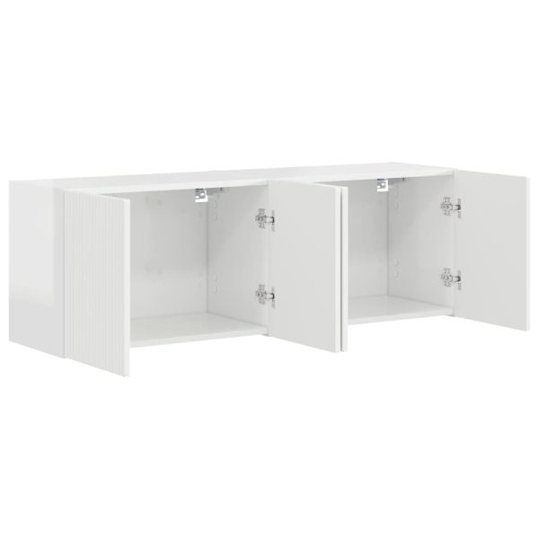 TV стенен шкаф 2 pcs Лъскаво бяло 59,5 x 31 x 40 см