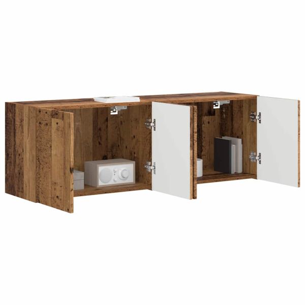 TV стенен шкаф 2 pcs Старо дърво 59,5 x 31 x 40 см