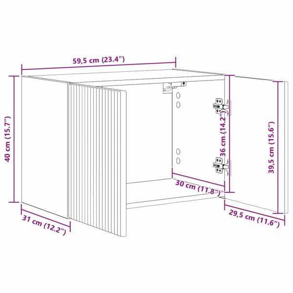 TV стенен шкаф 2 pcs Старо дърво 59,5 x 31 x 40 см