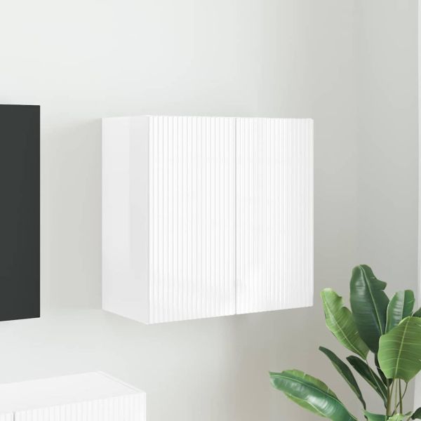 TV стенен шкаф Лъскаво бяло 59,5 x 31 x 60 см Инженерно дърво