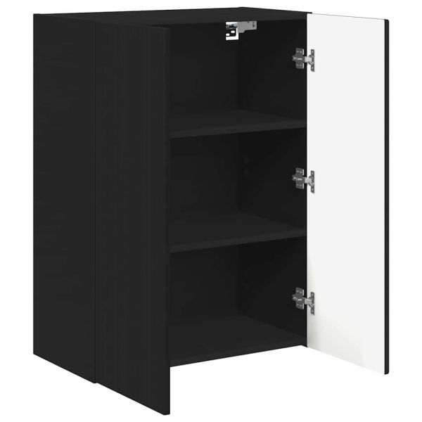 TV стенен шкаф Черно 59,5 x 31 x 80 см Инженерно дърво