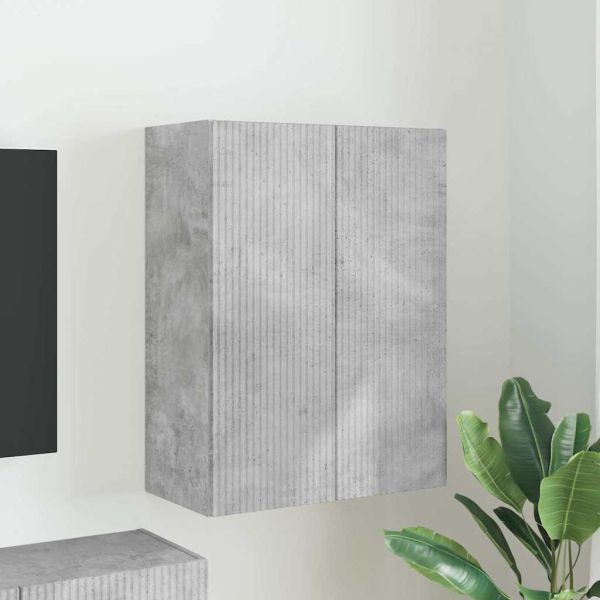 TV стенен шкаф Циментено сиво 59,5 x 31 x 80 см Инженерно дърво
