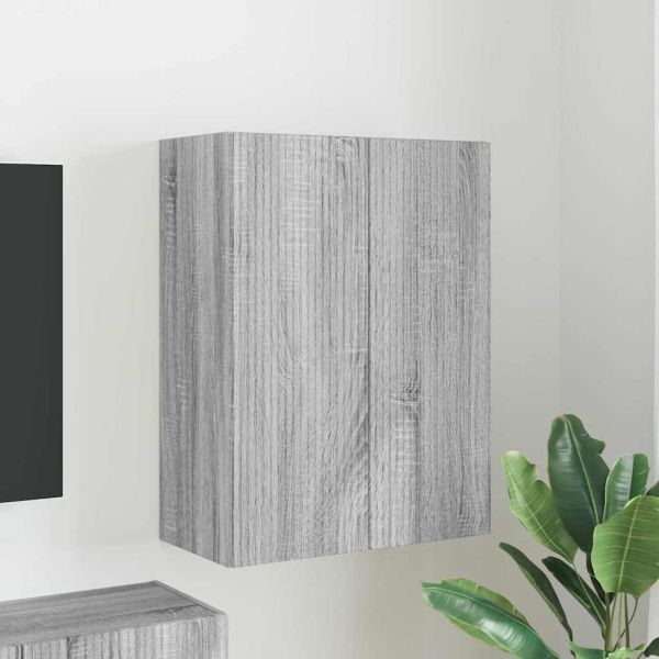 TV стенен шкаф Сив Сонома 59,5 x 31 x 80 см Инженерно дърво