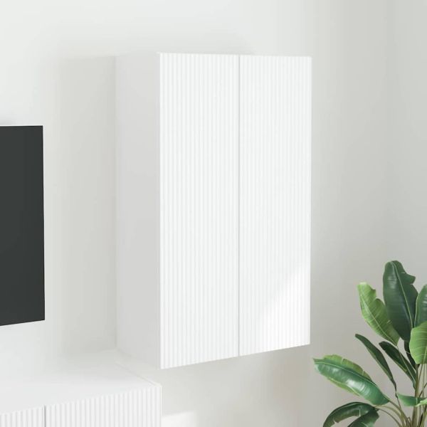 TV стенен шкаф Бяло 59,5 x 31 x 100 см Инженерно дърво