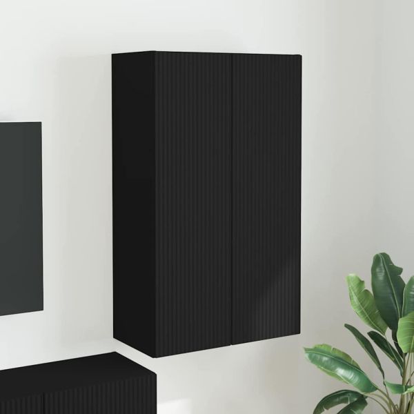 TV стенен шкаф Черно 59,5 x 31 x 100 см Инженерно дърво