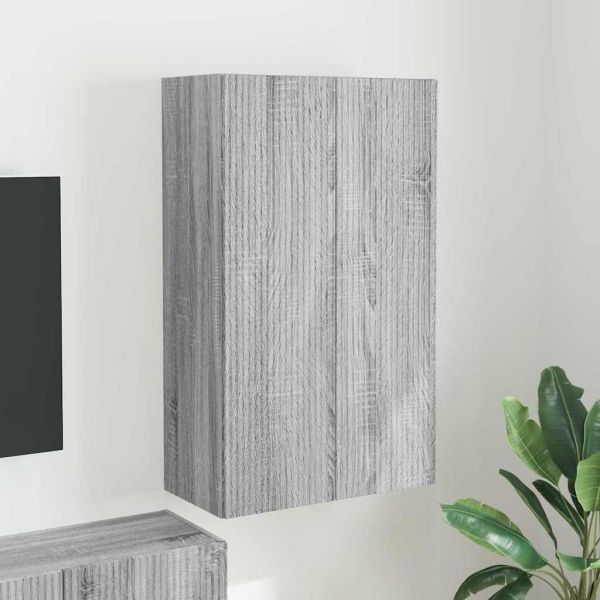 TV стенен шкаф Сив Сонома 59,5 x 31 x 100 см Инженерно дърво