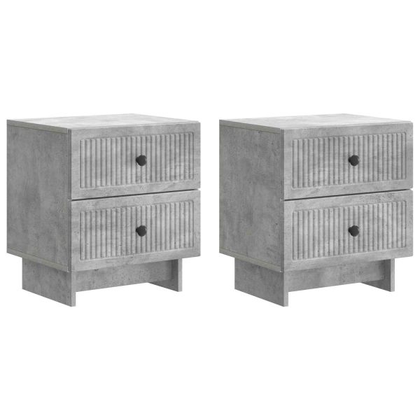 Нощен шкаф с чекмедже 2 pcs Бетонно сиво 43 x 34,5 x 47,5 см