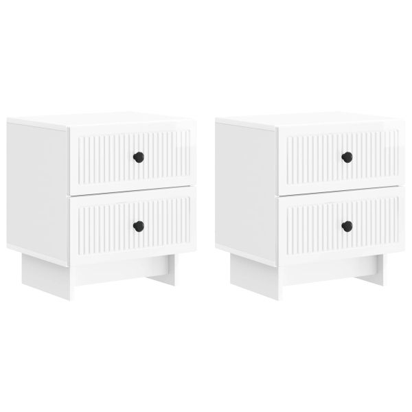 Нощен шкаф с чекмедже 2 pcs Бял гланц 43 x 34,5 x 47,5 см