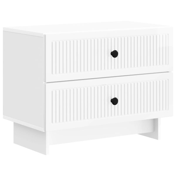 Нощен шкаф Бял гланц 62 x 34,5 x 47,5 см Инженерна дървесина