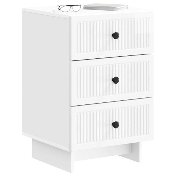 Нощен шкаф Бял гланц 43 x 41 x 66,5 см Инженерна дървесина