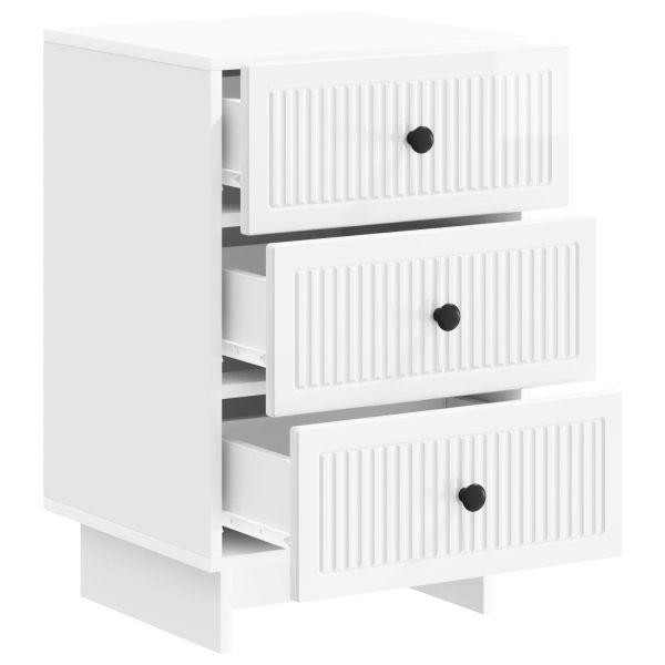Нощен шкаф Бял гланц 43 x 41 x 66,5 см Инженерна дървесина