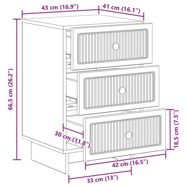 Нощен шкаф Опушен дъб 43 x 41 x 66,5 см Инженерна дървесина