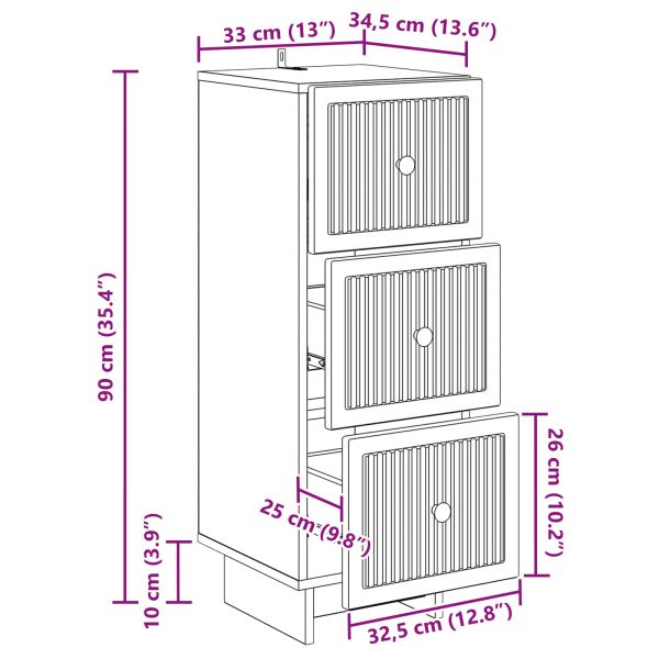 Чекмеджетен шкаф Бетонно сиво 33 x 34,5 x 90 см
