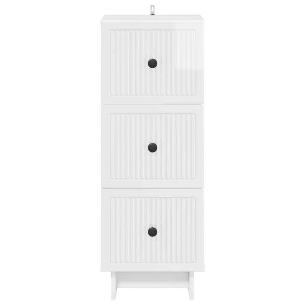 Чекмеджетен шкаф Бял гланц 33 x 34,5 x 90 см