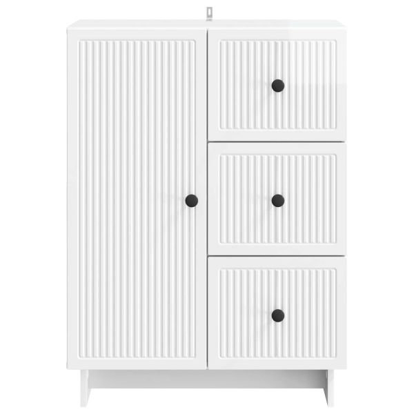 Служебен шкаф Бял гланц 66 x 34,5 x 90 см Инженерна дървесина