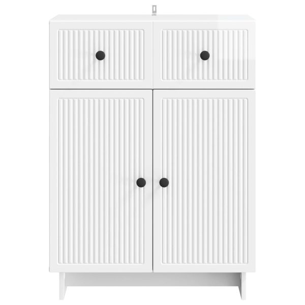 Служебен шкаф Бял гланц 66 x 34,5 x 90 см Инженерна дървесина