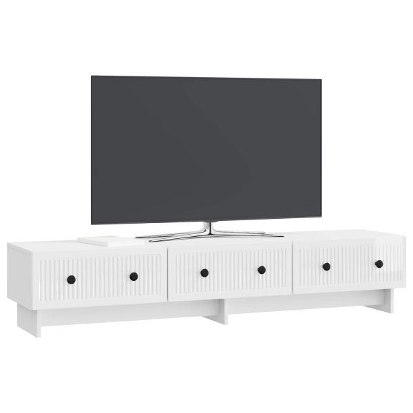 ТВ шкаф Бял гланц 147 x 34,5 x 30 см Инженерна дървесина