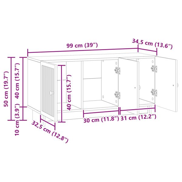 ТВ шкаф Черно 99 x 34,5 x 50 см Инженерна дървесина