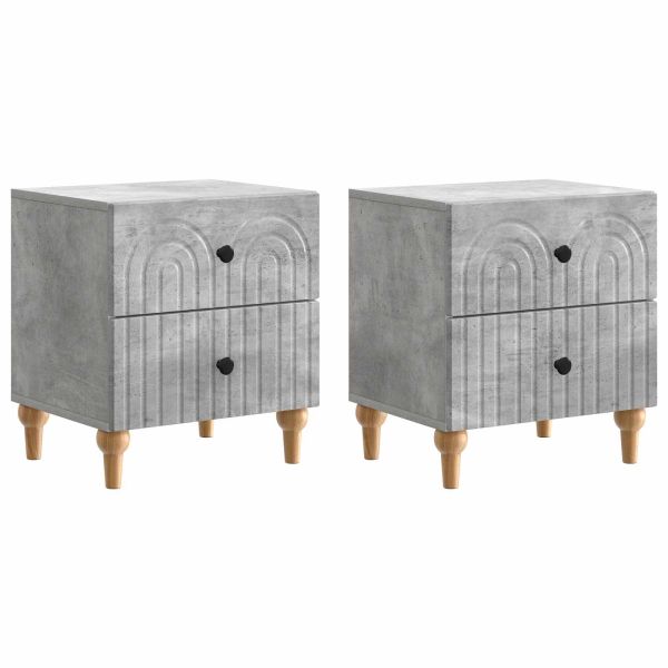 Нощен шкаф с чекмедже 2 pcs Бетонно сиво 43 x 34,5 x 48 см