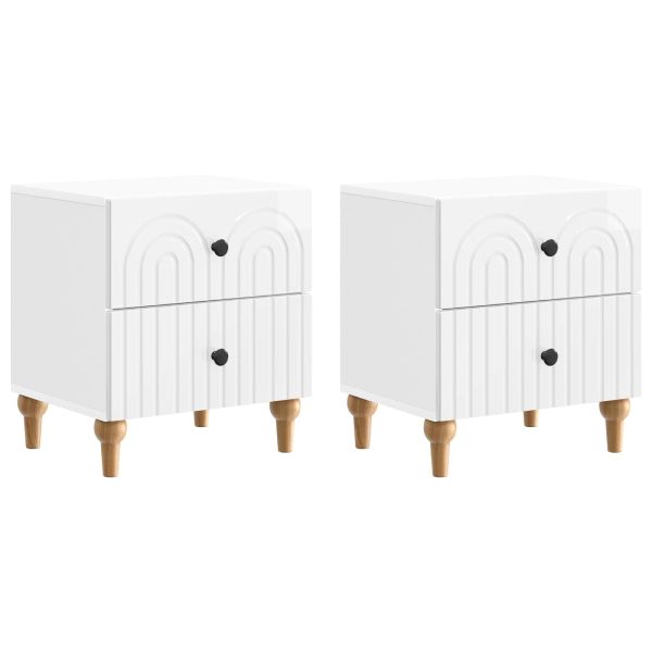 Нощен шкаф с чекмедже 2 pcs Бял гланц 43 x 34,5 x 48 см