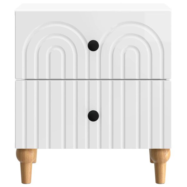 Нощен шкаф с чекмедже 2 pcs Бял гланц 43 x 34,5 x 48 см