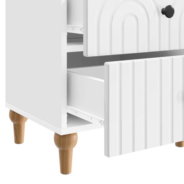 Нощен шкаф с чекмедже 2 pcs Бял гланц 43 x 34,5 x 48 см