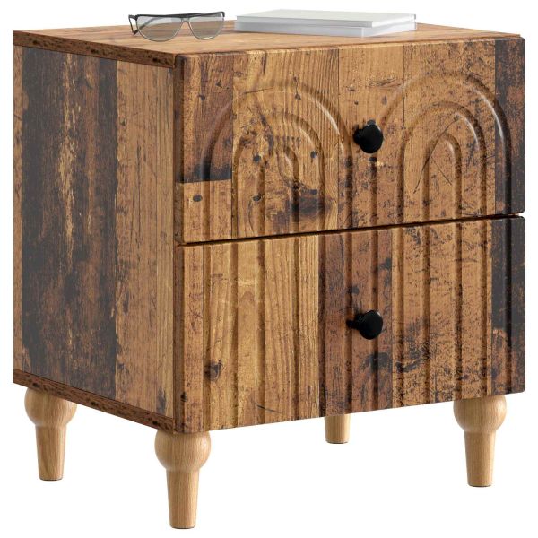 Нощен шкаф с чекмедже 2 pcs Старо дърво 43 x 34,5 x 48 см