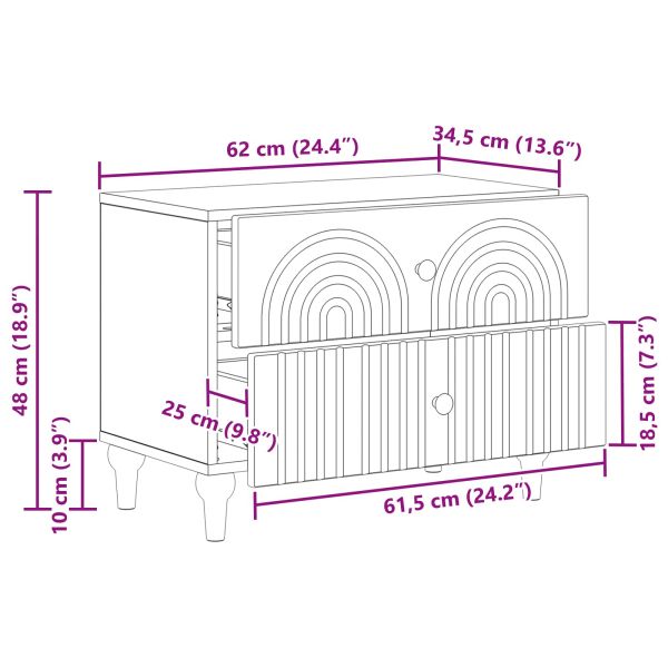 Нощен шкаф Черно 62 x 34,5 x 48 см Инженерна дървесина