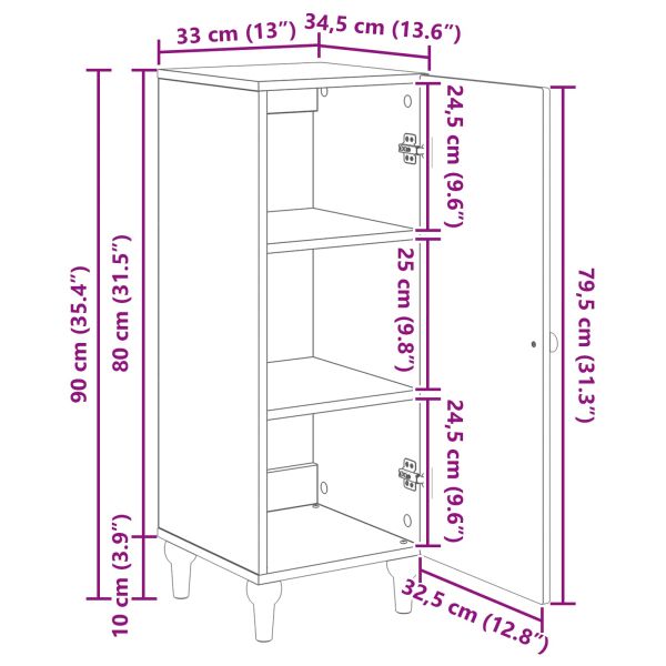 Служебен шкаф Старо дърво 33 x 34,5 x 90 см Инженерна дървесина