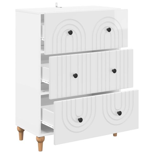 Чекмеджетен шкаф Бял гланц 66 x 34,5 x 90 см