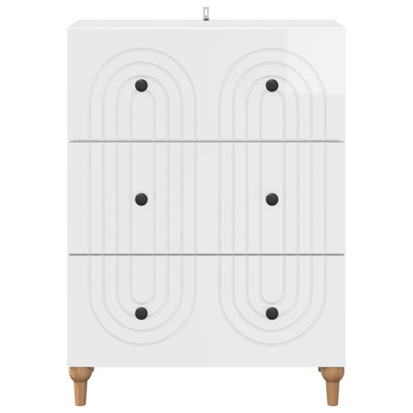 Чекмеджетен шкаф Бял гланц 66 x 34,5 x 90 см