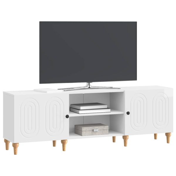 ТВ шкаф Бял гланц 150 x 31 x 50 см Инженерна дървесина