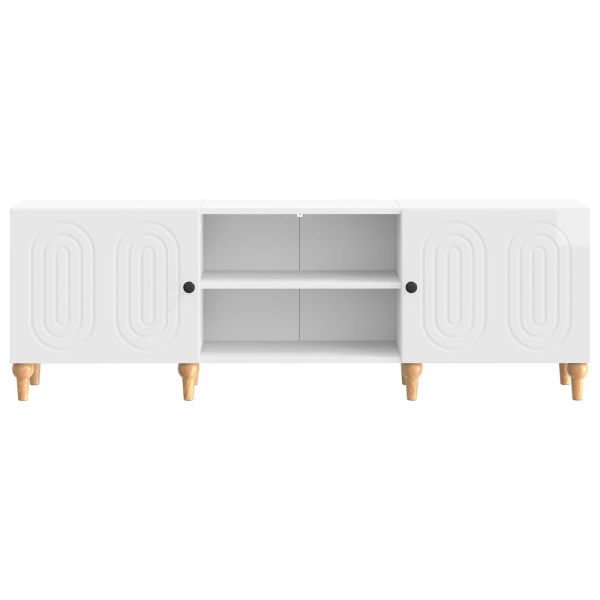 ТВ шкаф Бял гланц 150 x 31 x 50 см Инженерна дървесина