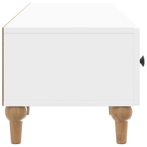 ТВ шкаф Бял гланц 147 x 34,5 x 30 см Инженерна дървесина