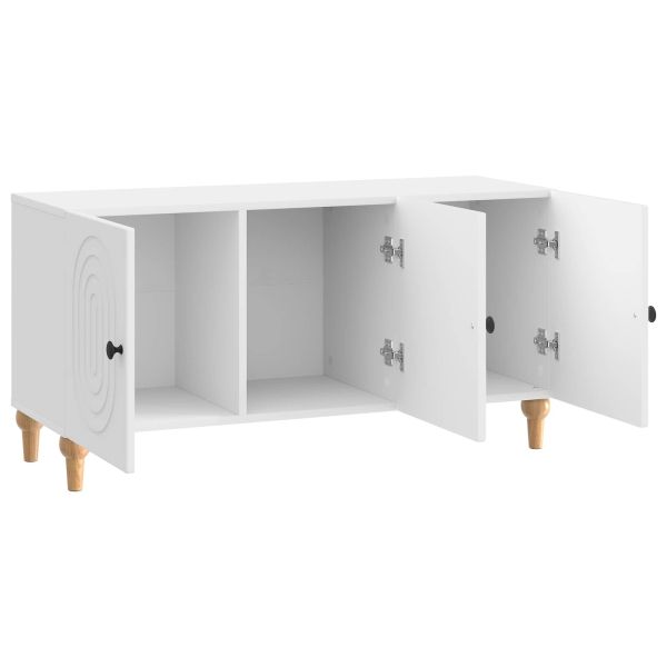 ТВ шкаф Бял гланц 99 x 34,5 x 50 см Инженерна дървесина