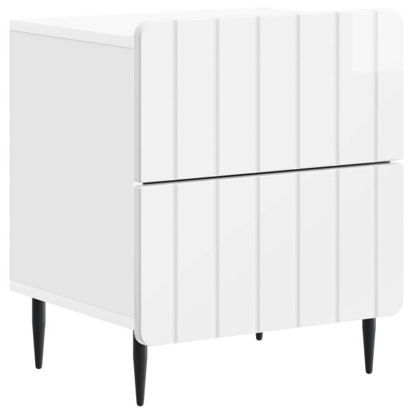 Нощен шкаф с чекмедже 2 pcs Бял гланц 43 x 34,5 x 49,5 см