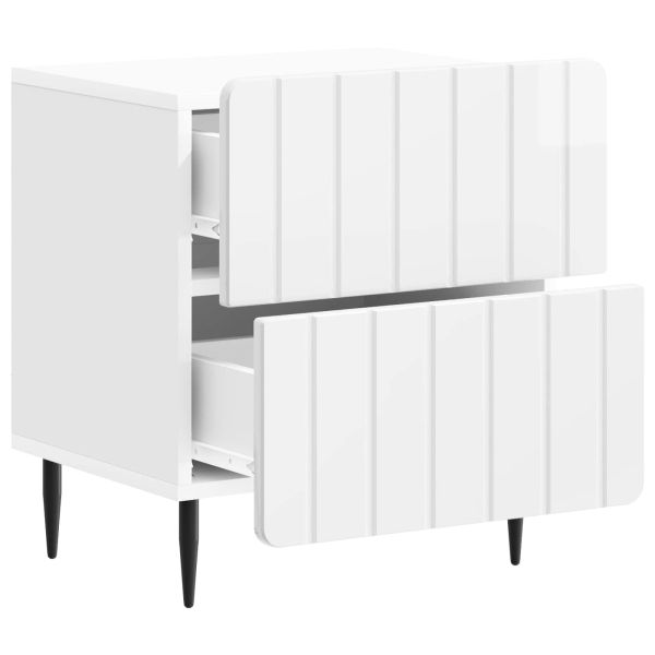 Нощен шкаф с чекмедже 2 pcs Бял гланц 43 x 34,5 x 49,5 см