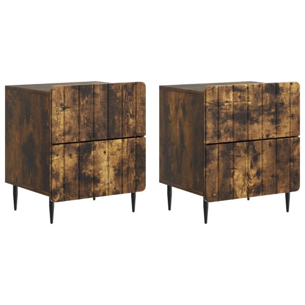Нощен шкаф с чекмедже 2 pcs Опушен дъб 43 x 34,5 x 49,5 см