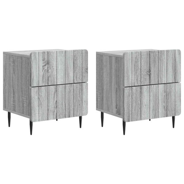 Нощен шкаф с чекмедже 2 pcs Сива сонома 43 x 34,5 x 49,5 см