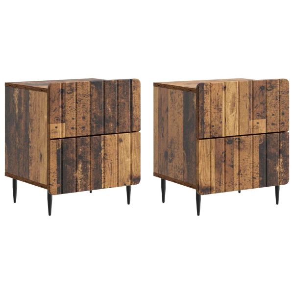 Нощен шкаф с чекмедже 2 pcs Старо дърво 43 x 34,5 x 49,5 см