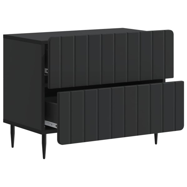 Нощен шкаф Черно 62 x 34,5 x 49,5 см Инженерна дървесина