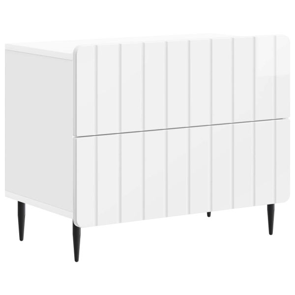 Нощен шкаф Бял гланц 62 x 34,5 x 49,5 см Инженерна дървесина