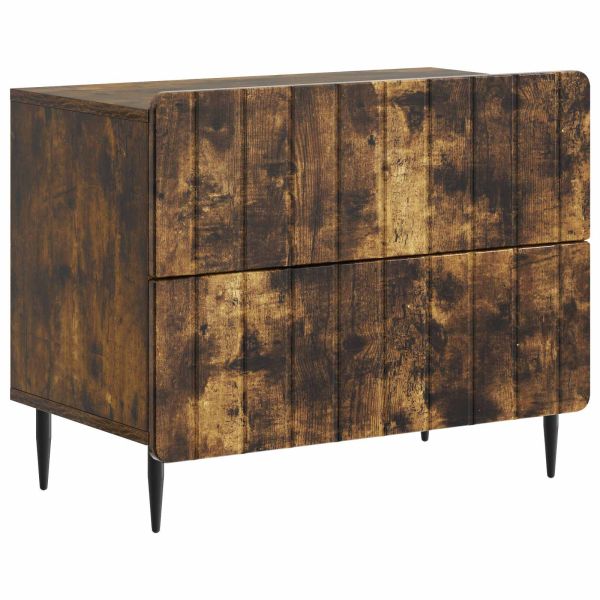 Нощен шкаф Опушен дъб 62 x 34,5 x 49,5 см Инженерна дървесина