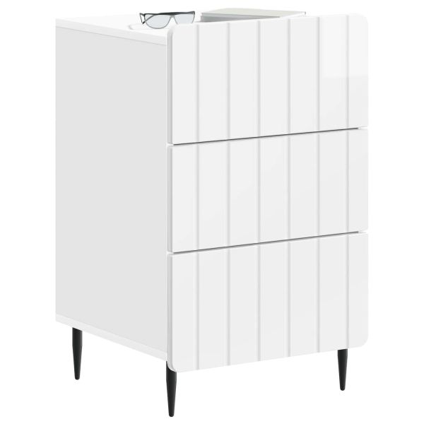 Нощен шкаф Бял гланц 43x 41 x 68 см Инженерна дървесина