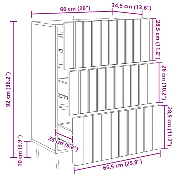 Чекмеджетен шкаф Бетонно сиво 66 x 34,5 x 92 см