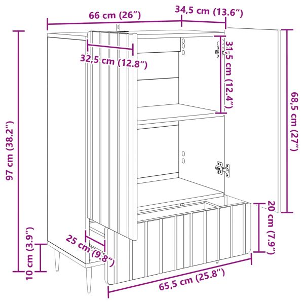 Служебен шкаф с чекмедже Бетонно сиво 66 x 34,5 x 97 см