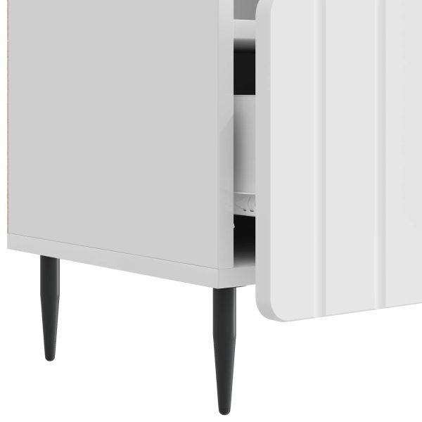 ТВ шкаф Бял гланц 102 x 34,5 x 50 см Инженерна дървесина