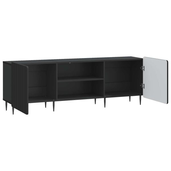 ТВ шкаф Черно 150 x 31 x 52 см Инженерна дървесина